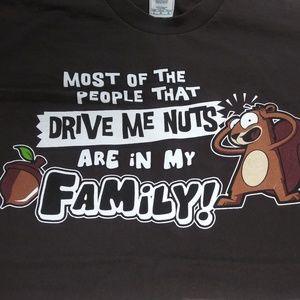 'DRIVE ME NUTS' Graphic T-Shirt Brown  L